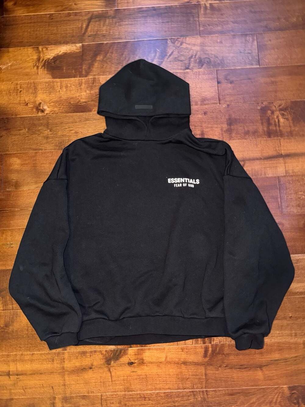 FEAR OF GOD ESSENTIALS Black Hoodie Size L